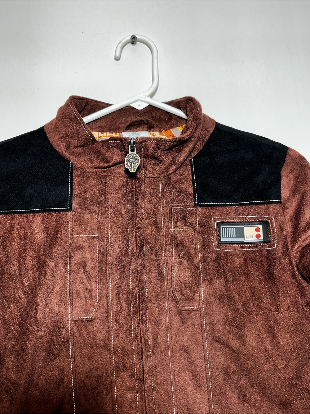 Disney Store Star Wars Jacket Kids Size 9/10 Brown Faux Suede Coat - Picture 4 of 10